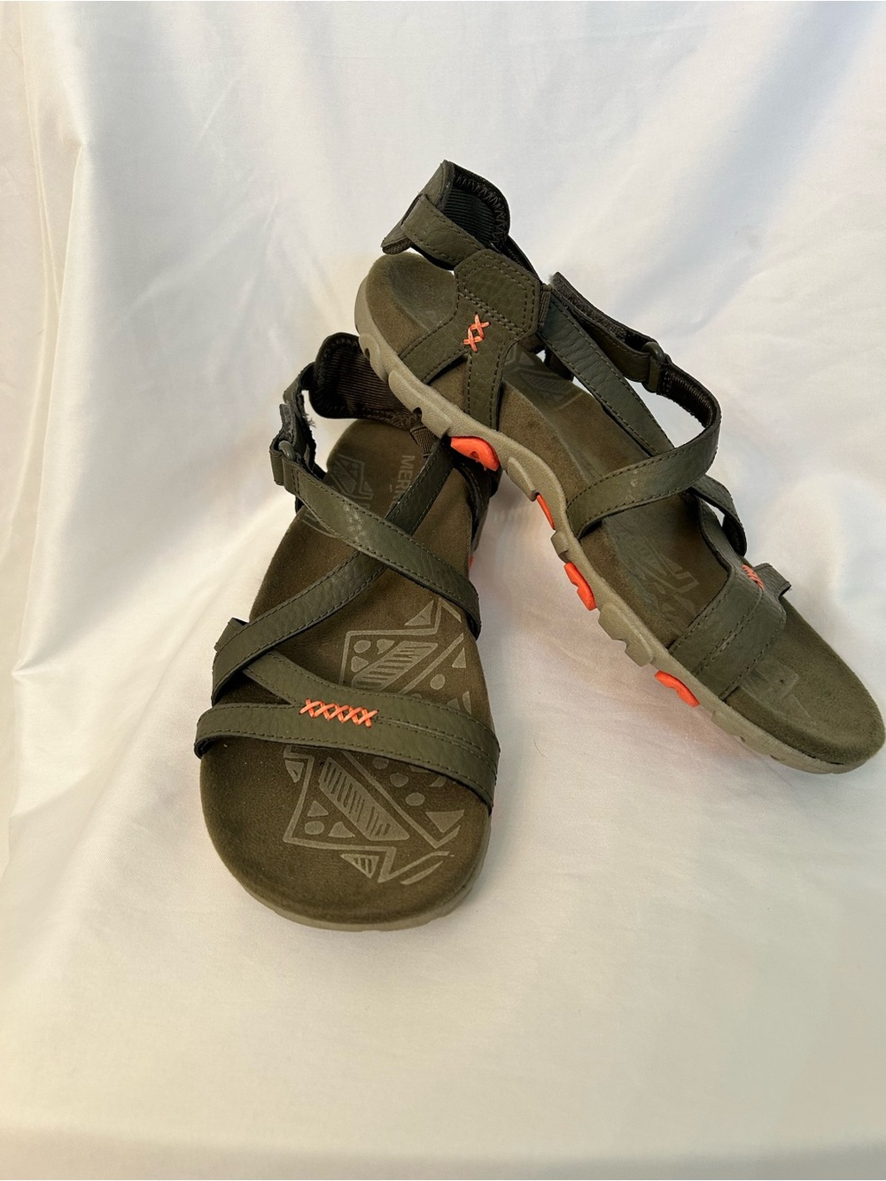 Merrell Olive Green Outdoor Sport Sandals with Orange Accents - Picture 2 of 9
